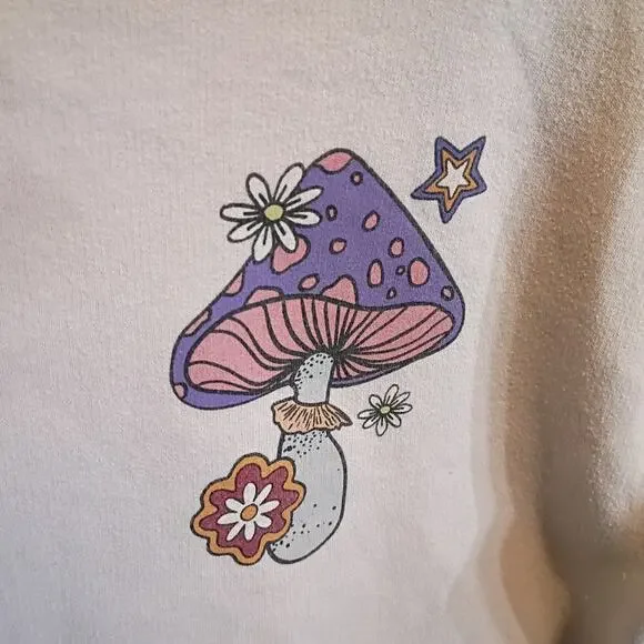 Bowery Supply Co. Mens M Mushroom Graphic Cream Crewneck Sweatshirt Fungi - Picture 3 of 9